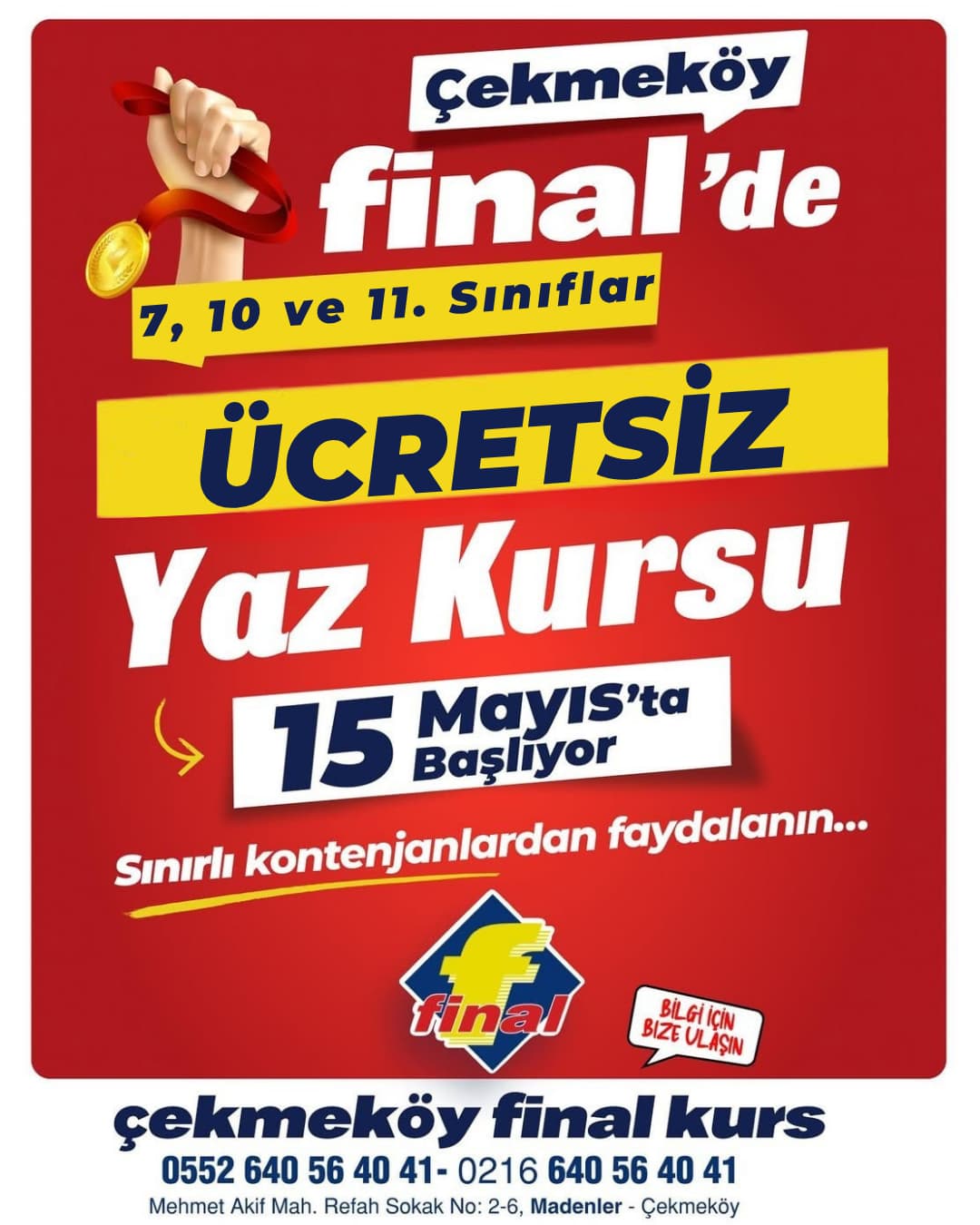 Çekmeköy Final Ücretsiz Yaz Kursu
