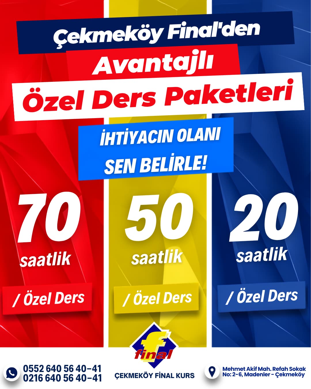 Çekmeköy Final Özel Ders Paketleri
